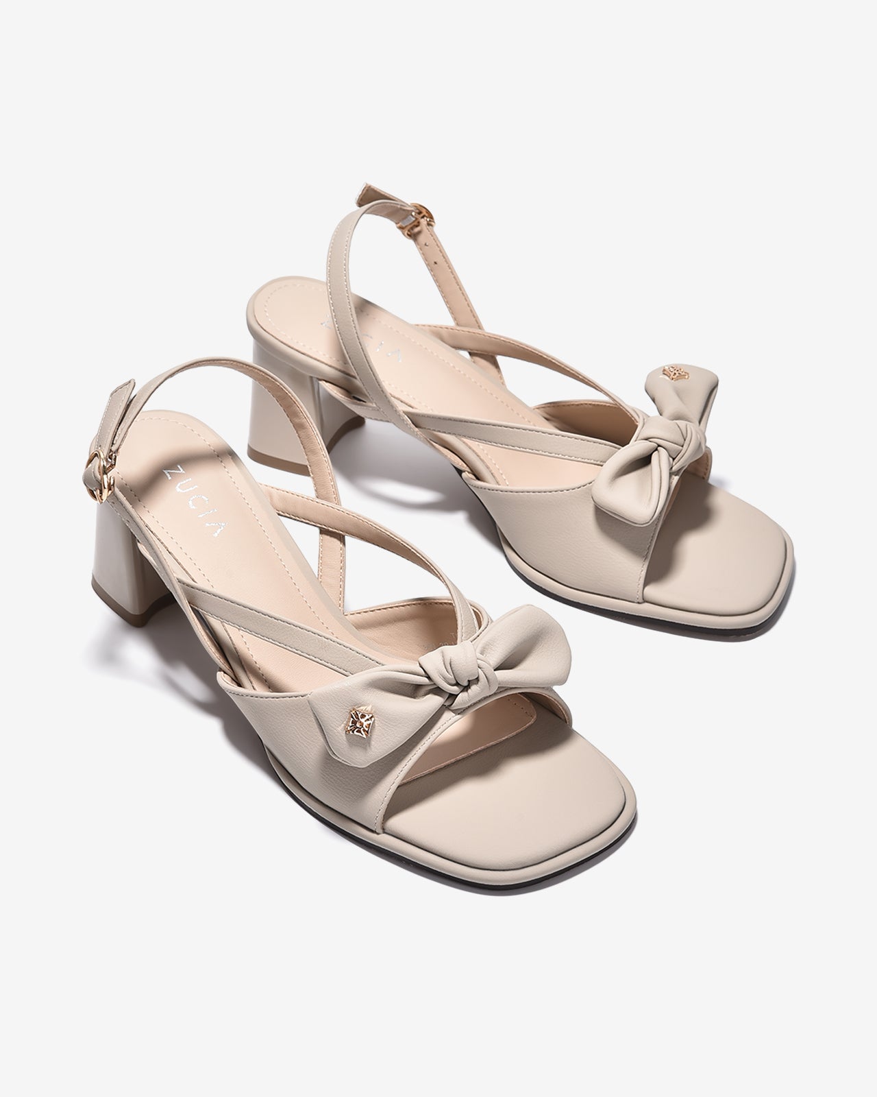 Sandal Cao Gót Zucia Quai Thắt Nơ Đính Logo-STH95Xám Color1