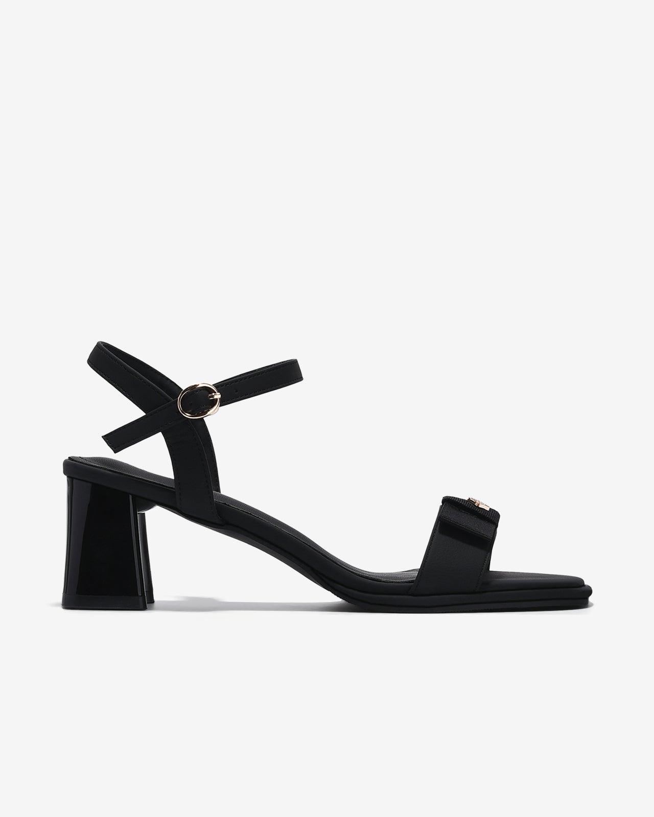 Sandal Cao Gót Zucia Nơ Ruy Băng Đính Logo-STH98-Đen Color1First