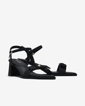 Sandal Cao Gót Zucia Nơ Ruy Băng Đính Logo-STH98-Đen Color1