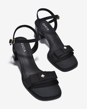 Sandal Cao Gót Zucia Nơ Ruy Băng Đính Logo-STH98-Đen Color1