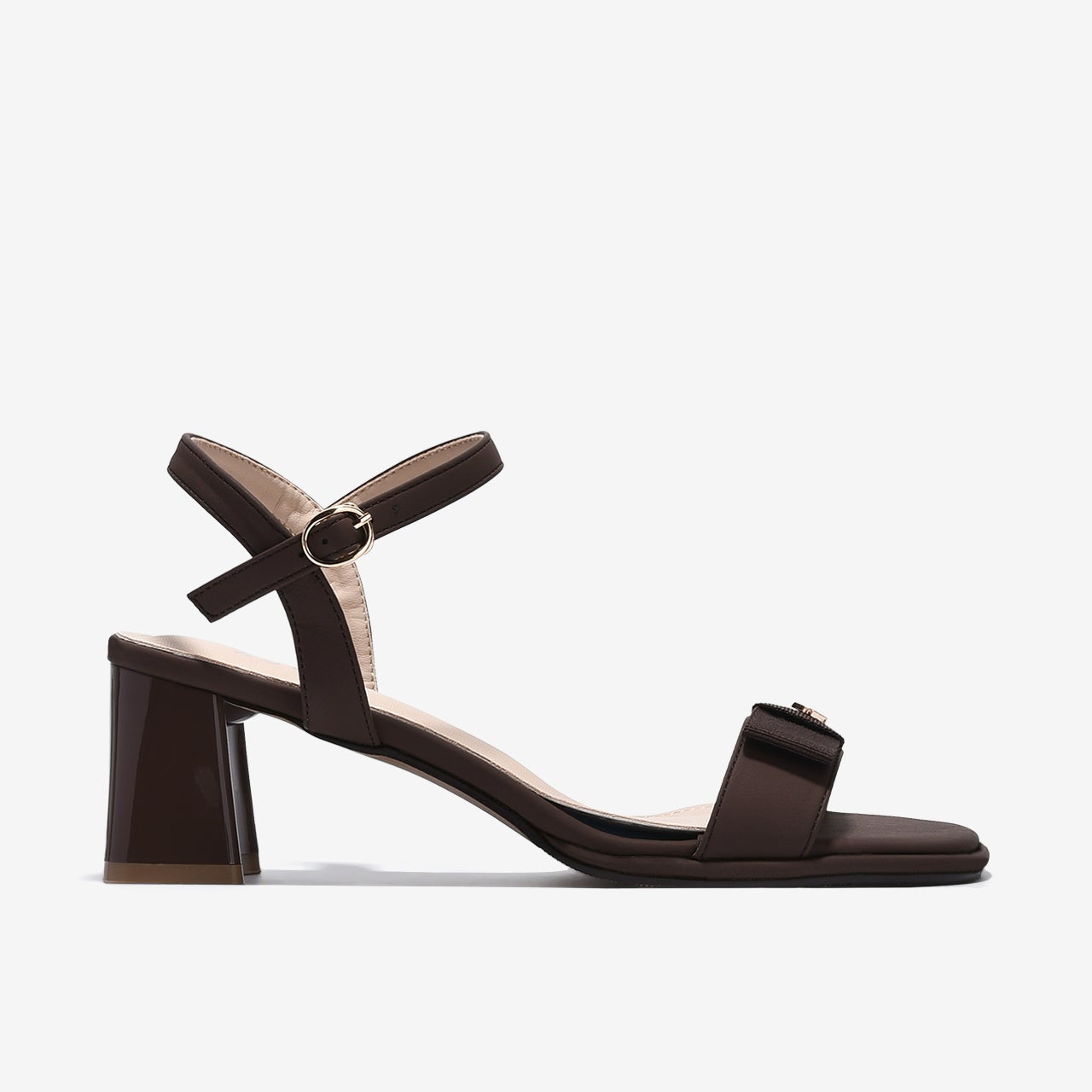 Sandal Cao Gót Zucia Nơ Ruy Băng Đính Logo-STH98Nâu Color1First