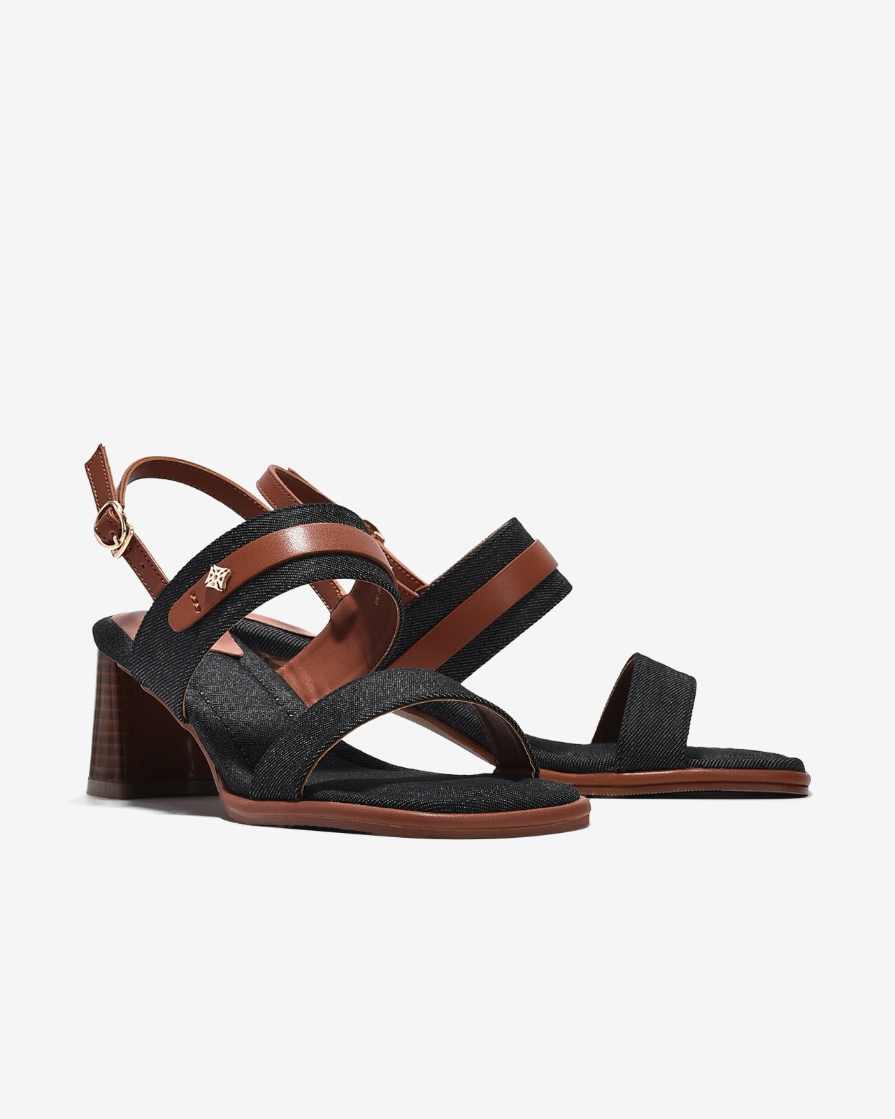 Giày Sandal Cao Gót Zucia Chất Liệu Phối-STHA6-Đen Color1