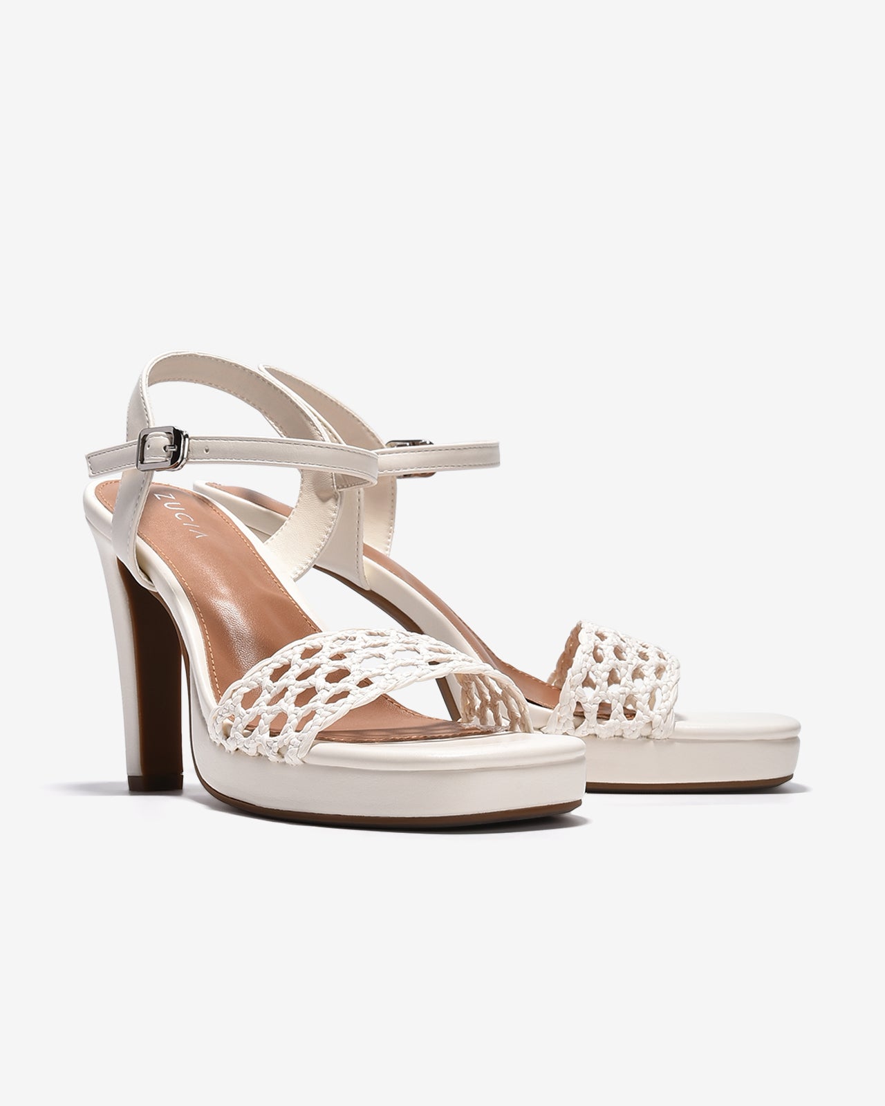 Sandal Cao Gót Zucia Platfrom Quai Đan Lưới-STHA8-Trắng Color1