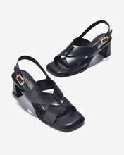 Giày Sandal Cao Gót Zuciani Mũi Vuông Quai Chữ X-SCL01Đen Color1