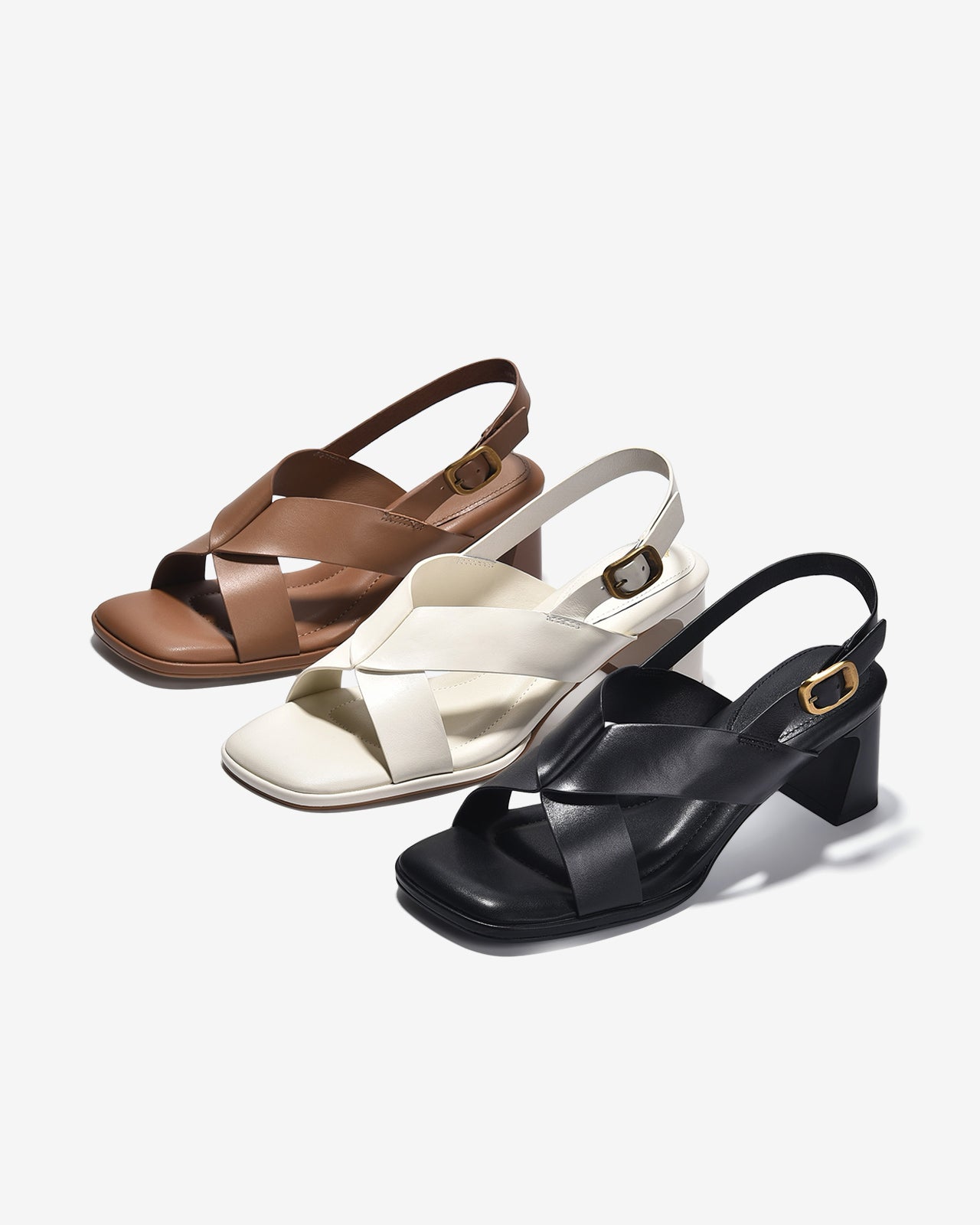 Giày Sandal Cao Gót Zuciani Mũi Vuông Quai Chữ X-SCL01-Đen Color2