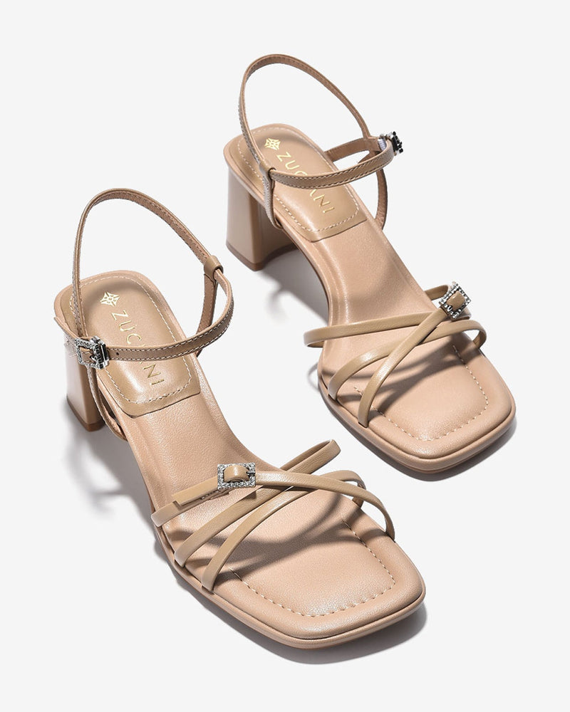 Giày Sandal Cao Gót Zuciani Phong Cách Ankle Strap-SCL02-Kem Color1