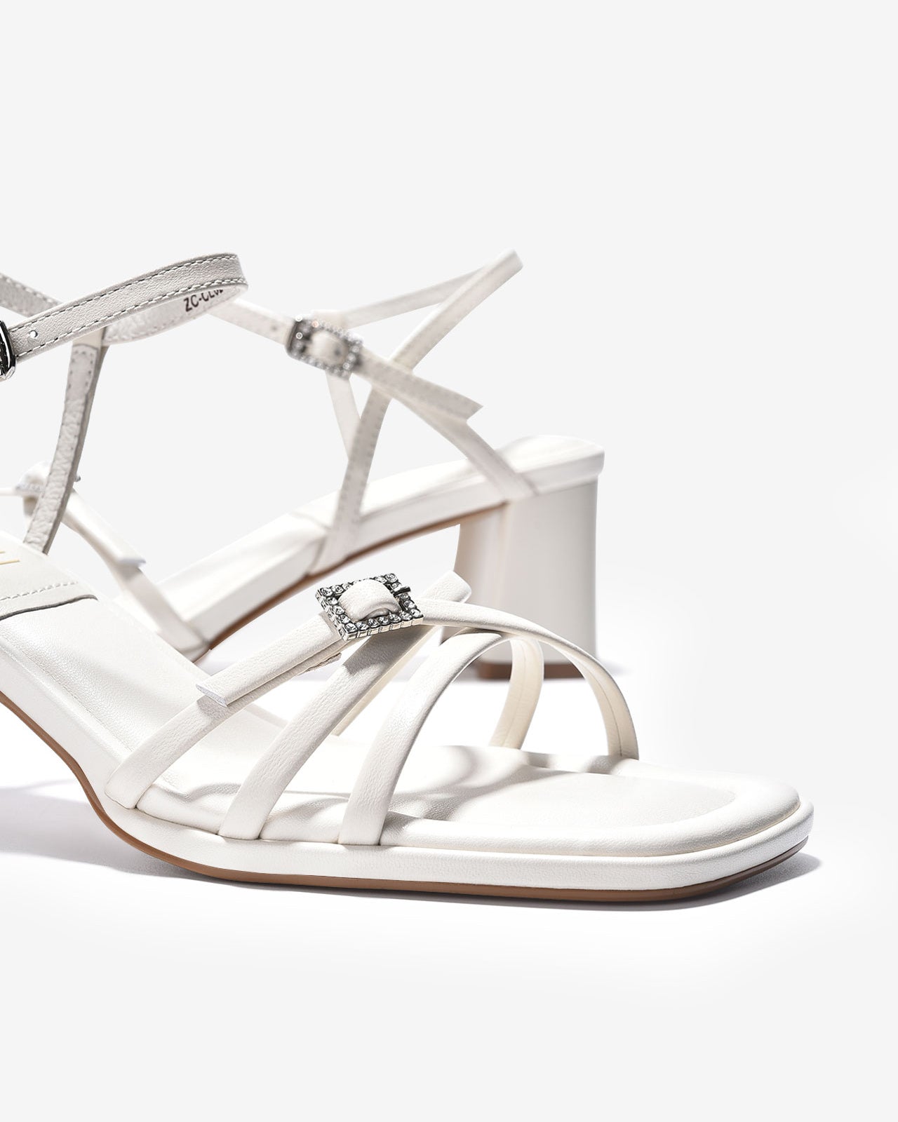 Giày Sandal Cao Gót Zuciani Phong Cách Ankle Strap-SCL02Trắng Color3