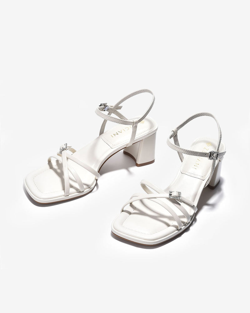 Giày Sandal Cao Gót Zuciani Phong Cách Ankle Strap-SCL02Trắng Color3