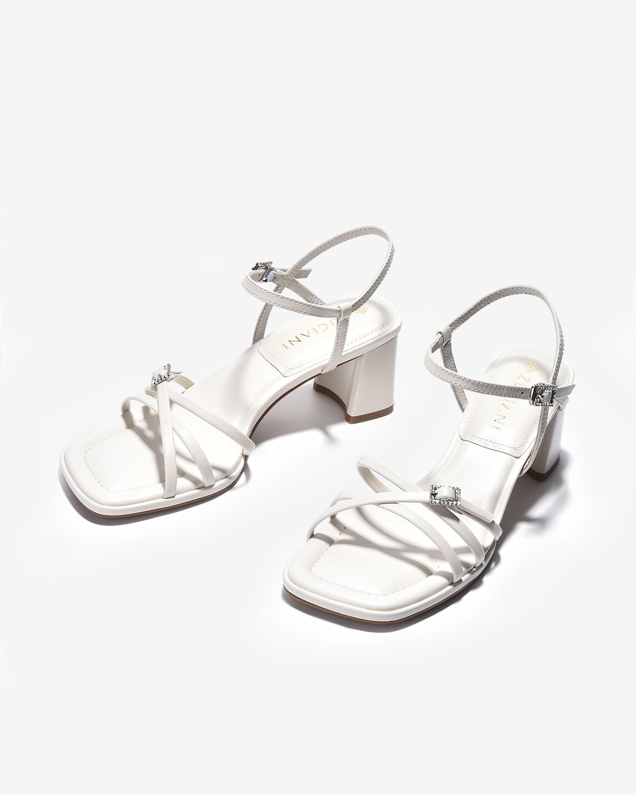 Giày Sandal Cao Gót Zuciani Phong Cách Ankle Strap-SCL02Trắng Color2