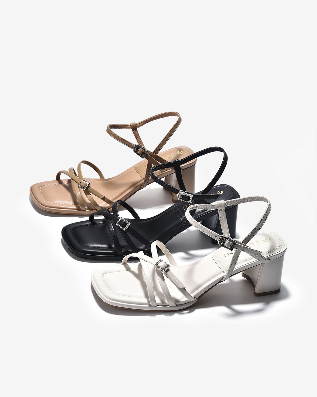 Giày Sandal Cao Gót Zuciani Phong Cách Ankle Strap-SCL02Trắng Color3