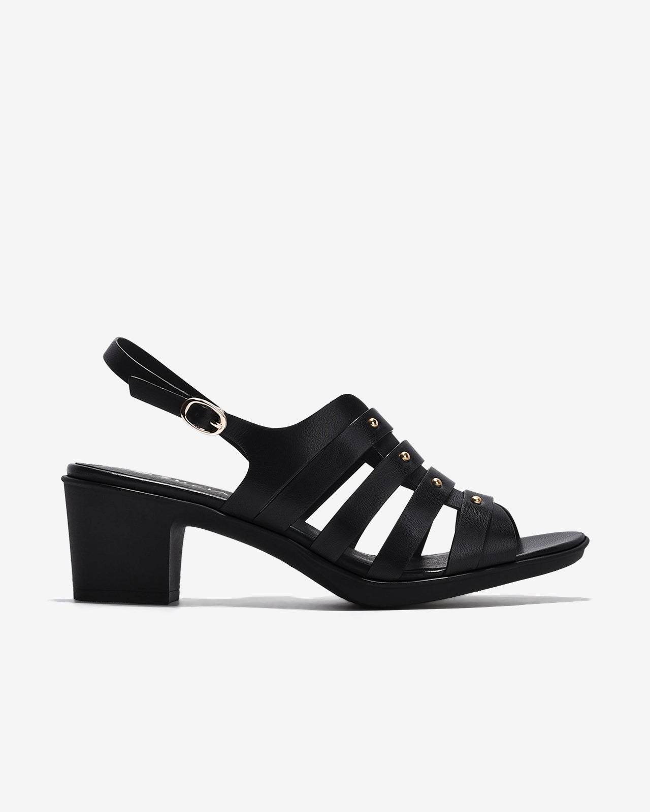 Giày Sandal Cao Gót Zuciani Quai Ngang Phối Kim Loại-SCM14Đen Color1First
