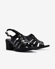 Giày Sandal Cao Gót Zuciani Quai Ngang Phối Kim Loại-SCM14Đen Color1