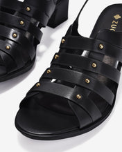 Giày Sandal Cao Gót Zuciani Quai Ngang Phối Kim Loại-SCM14Đen Color1