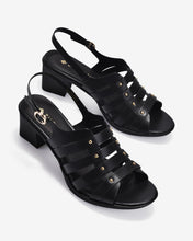 Giày Sandal Cao Gót Zuciani Quai Ngang Phối Kim Loại-SCM14Đen Color1