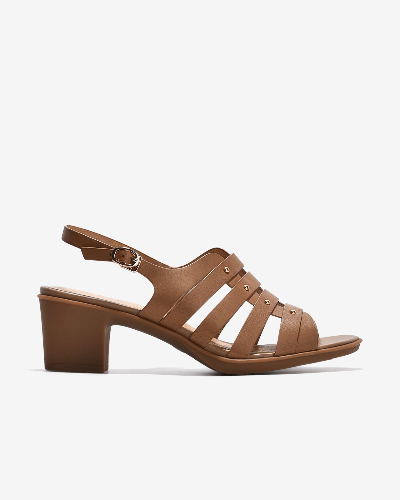 Giày Sandal Cao Gót Zuciani Quai Ngang Phối Kim Loại-SCM14Nâu Color1First