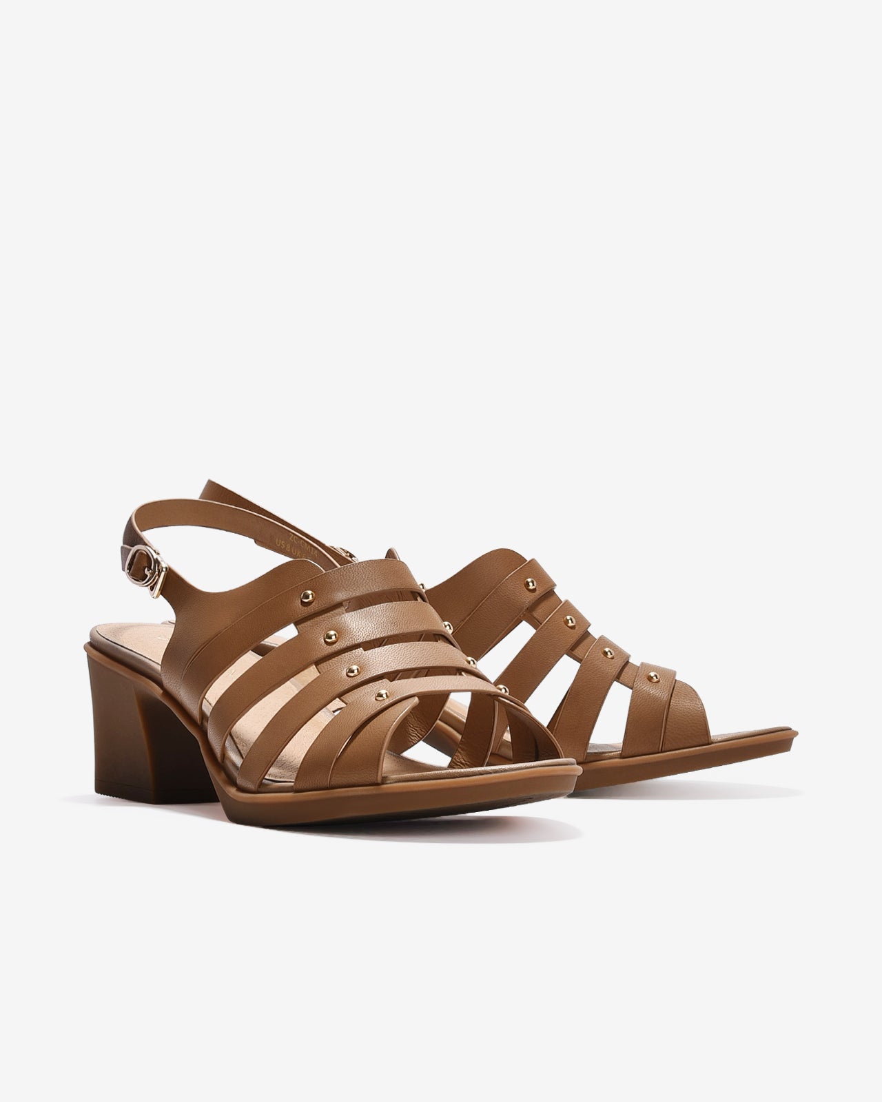 Giày Sandal Cao Gót Zuciani Quai Ngang Phối Kim Loại-SCM14Nâu Color1