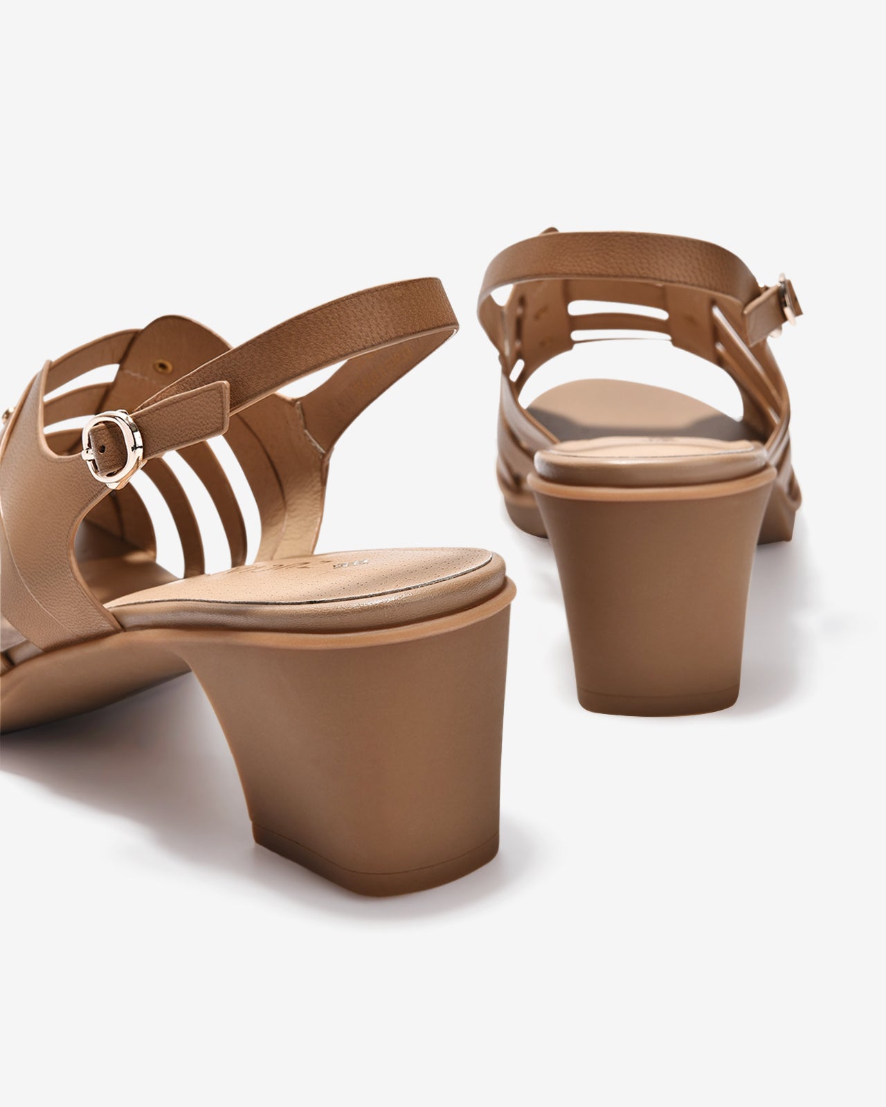 Giày Sandal Cao Gót Zuciani Quai Ngang Phối Kim Loại-SCM14Nâu Color1