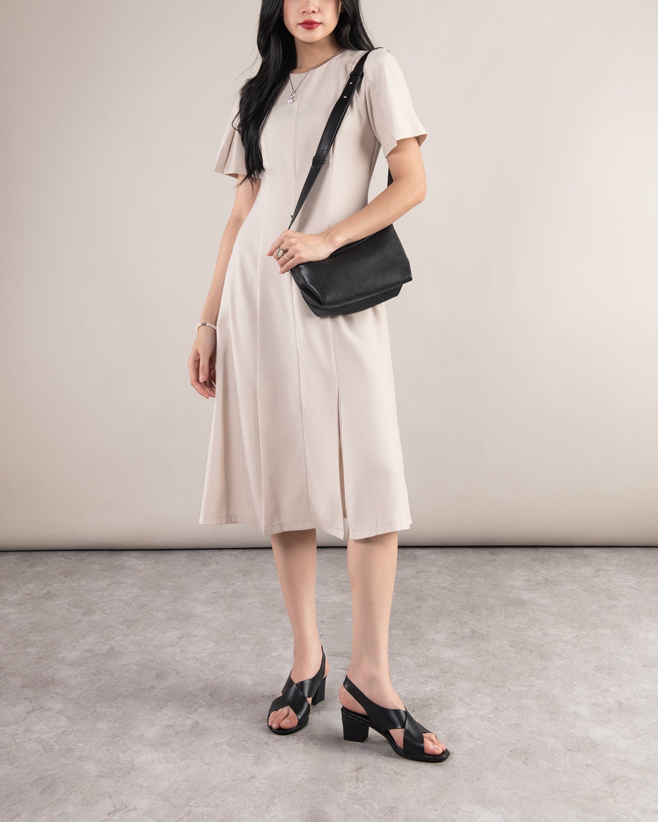 Giày Sandal Cao Gót Zuciani Đế Trụ Quai Chéo-SCM17-Đen Color1