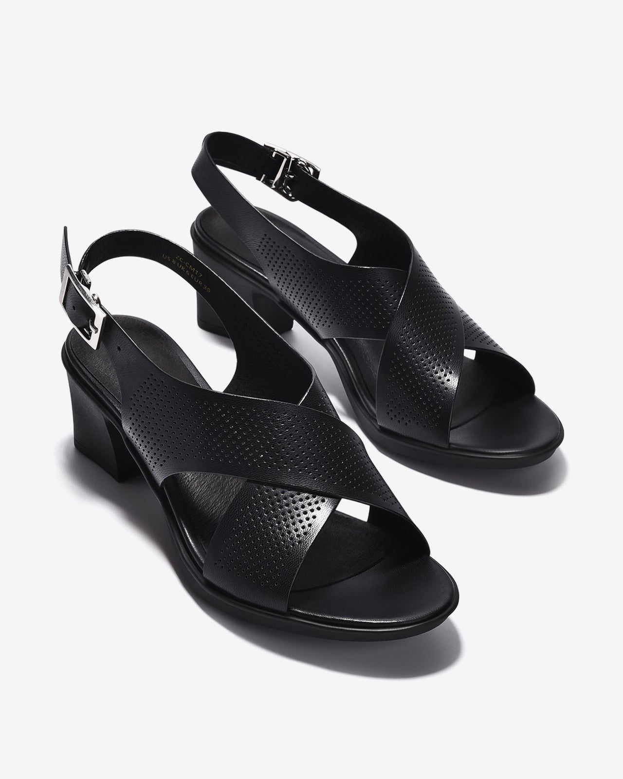Giày Sandal Cao Gót Zuciani Đế Trụ Quai Chéo-SCM17-Đen Color1