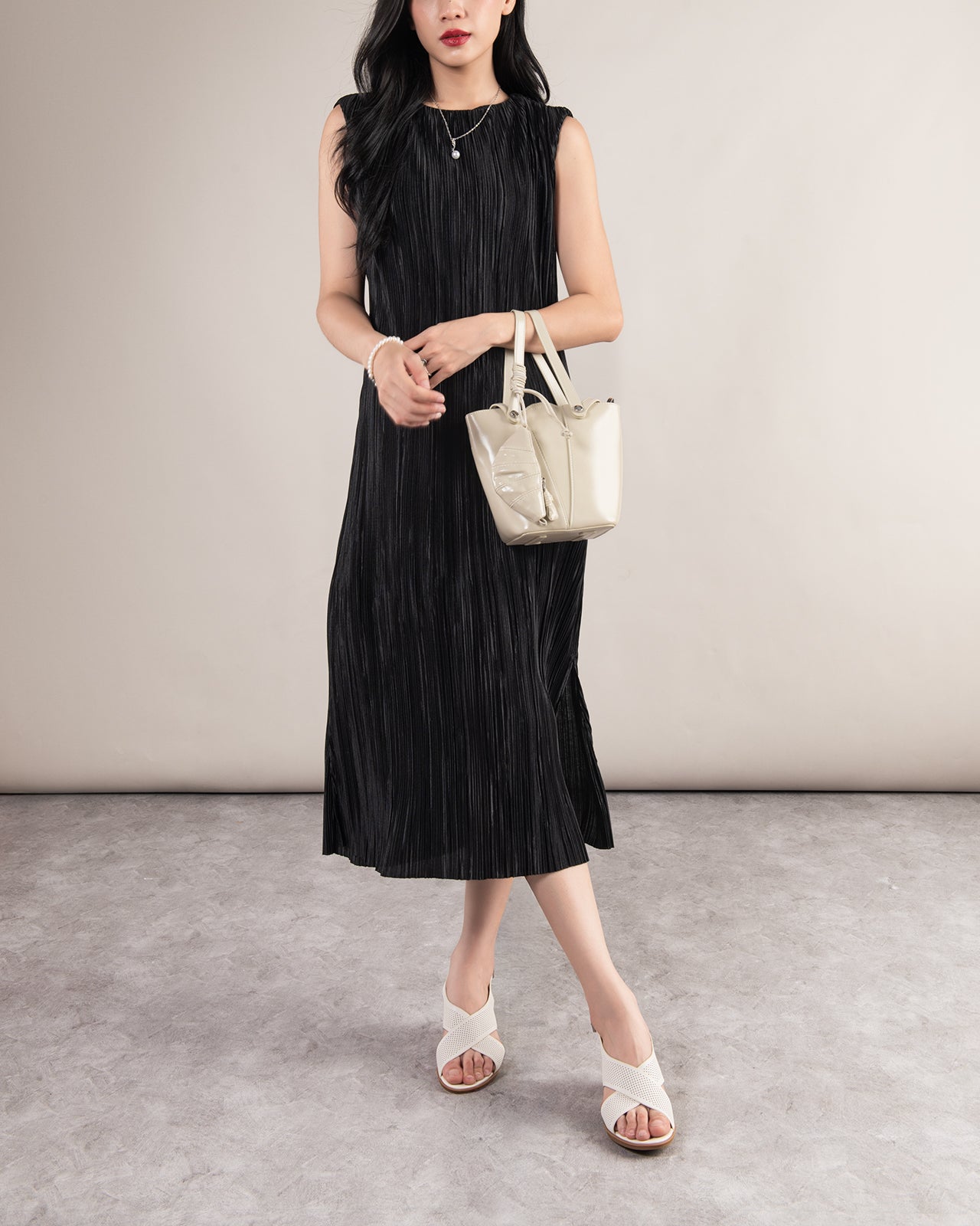 Giày Sandal Cao Gót Zuciani Đế Trụ Quai Chéo-SCM17-Trắng Color1