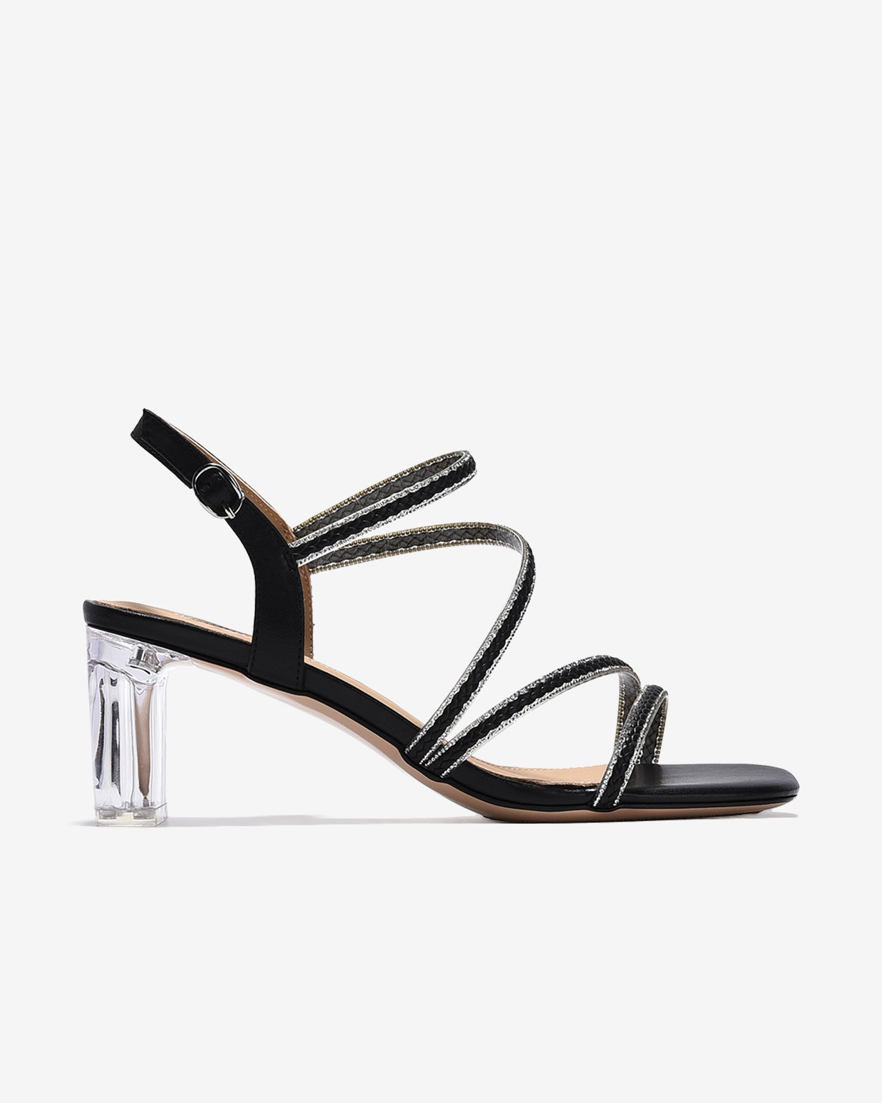 Giày Sandal Cao Gót Zuciani Đế 8cm Trong Suốt-SCM26-Đen Color1First