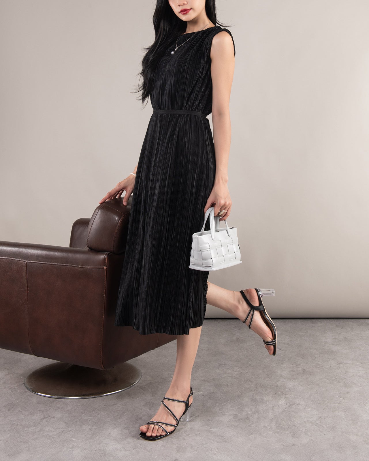 Giày Sandal Cao Gót Zuciani Đế 8cm Trong Suốt-SCM26-Đen Color1