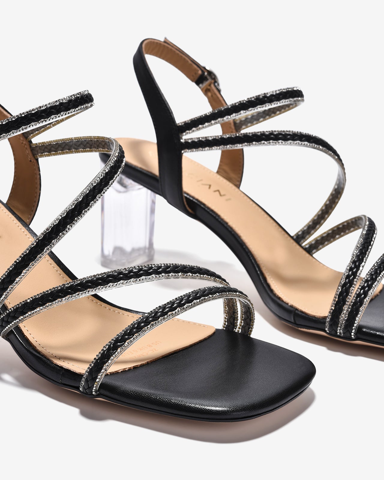 Giày Sandal Cao Gót Zuciani Đế 8cm Trong Suốt-SCM26-Đen Color1