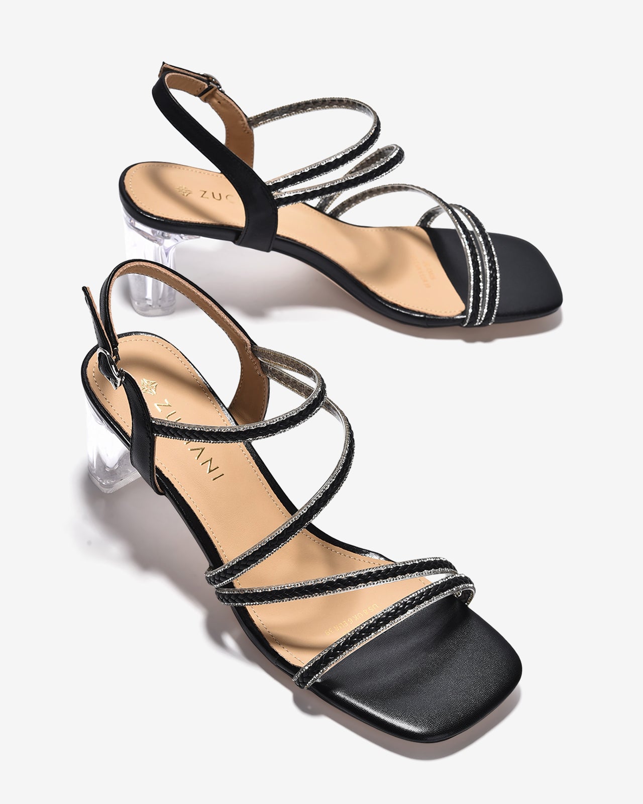 Giày Sandal Cao Gót Zuciani Đế 8cm Trong Suốt-SCM26-Đen Color1