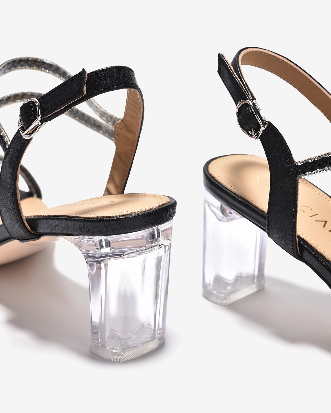 Giày Sandal Cao Gót Zuciani Đế 8cm Trong Suốt-SCM26-Đen Color1