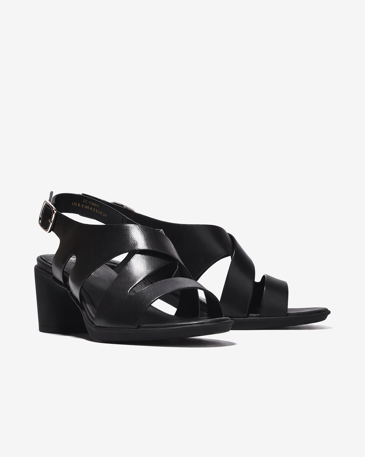 Sandal Cao Gót Nữ 6cm Zuciani Quai Đan Gót Vuông-SCM47Đen Color1