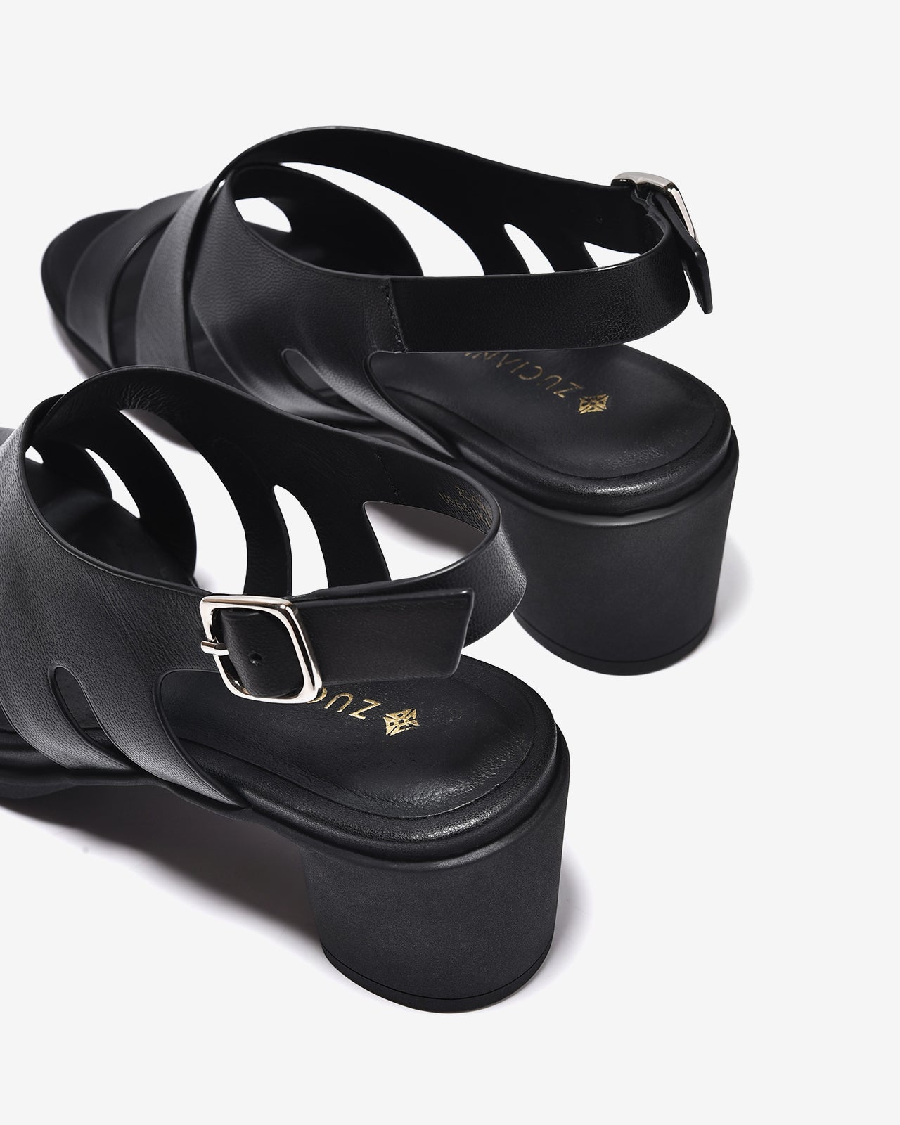 Sandal Cao Gót Nữ 6cm Zuciani Quai Đan Gót Vuông-SCM47Đen Color1