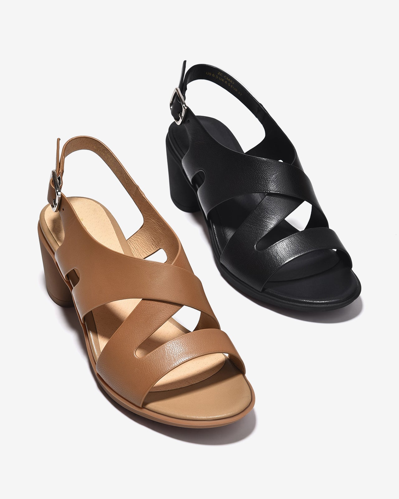 Sandal Cao Gót Nữ 6cm Zuciani Quai Đan Gót Vuông-SCM47Đen Color1