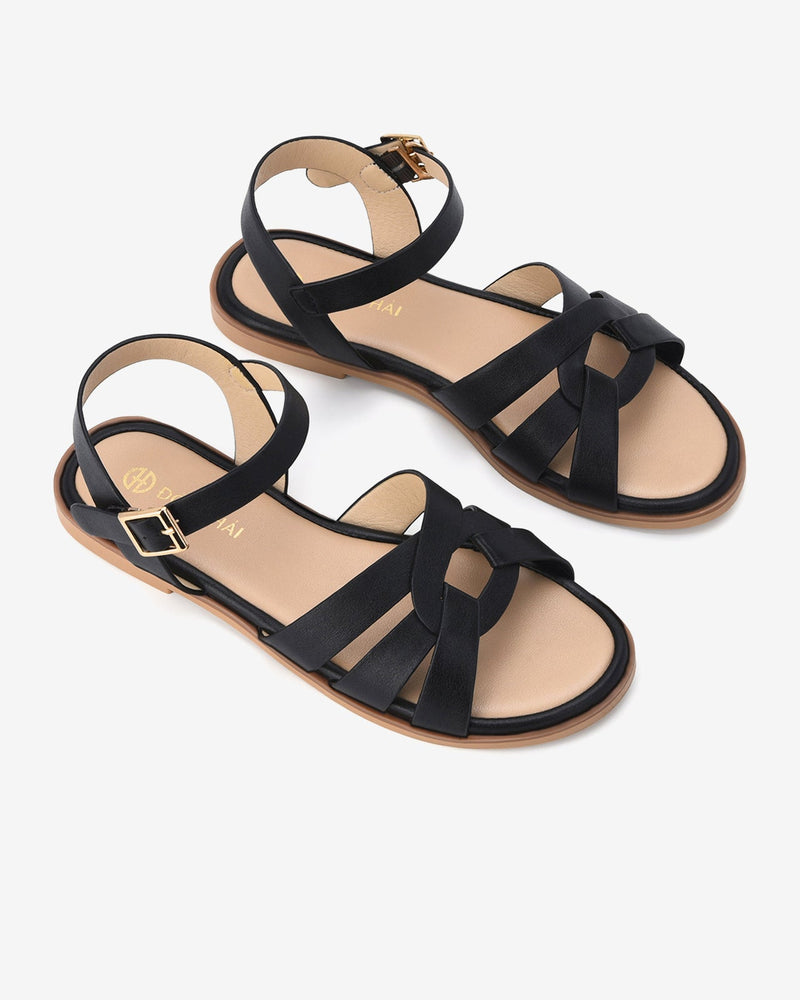 Sandals Nữ Ankle-Strap Quai Thắt Nút-S32A8Đen Color2