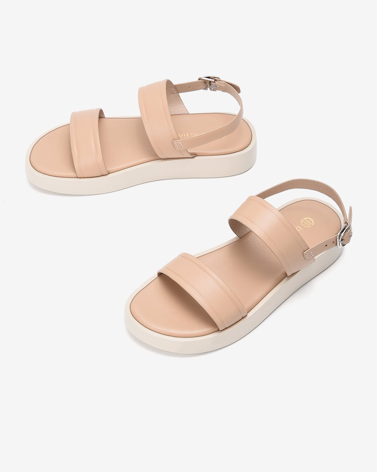 Sandals Nữ Đông Hải Đế Bằng Quai Ngang Khoá Gài-S32B6Kem Color2