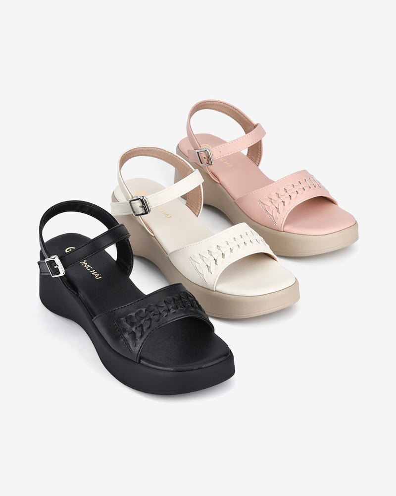 Giày Sandal Đông Hải Quai Họa Tiết Cách Điệu-S32D9Đen Color3