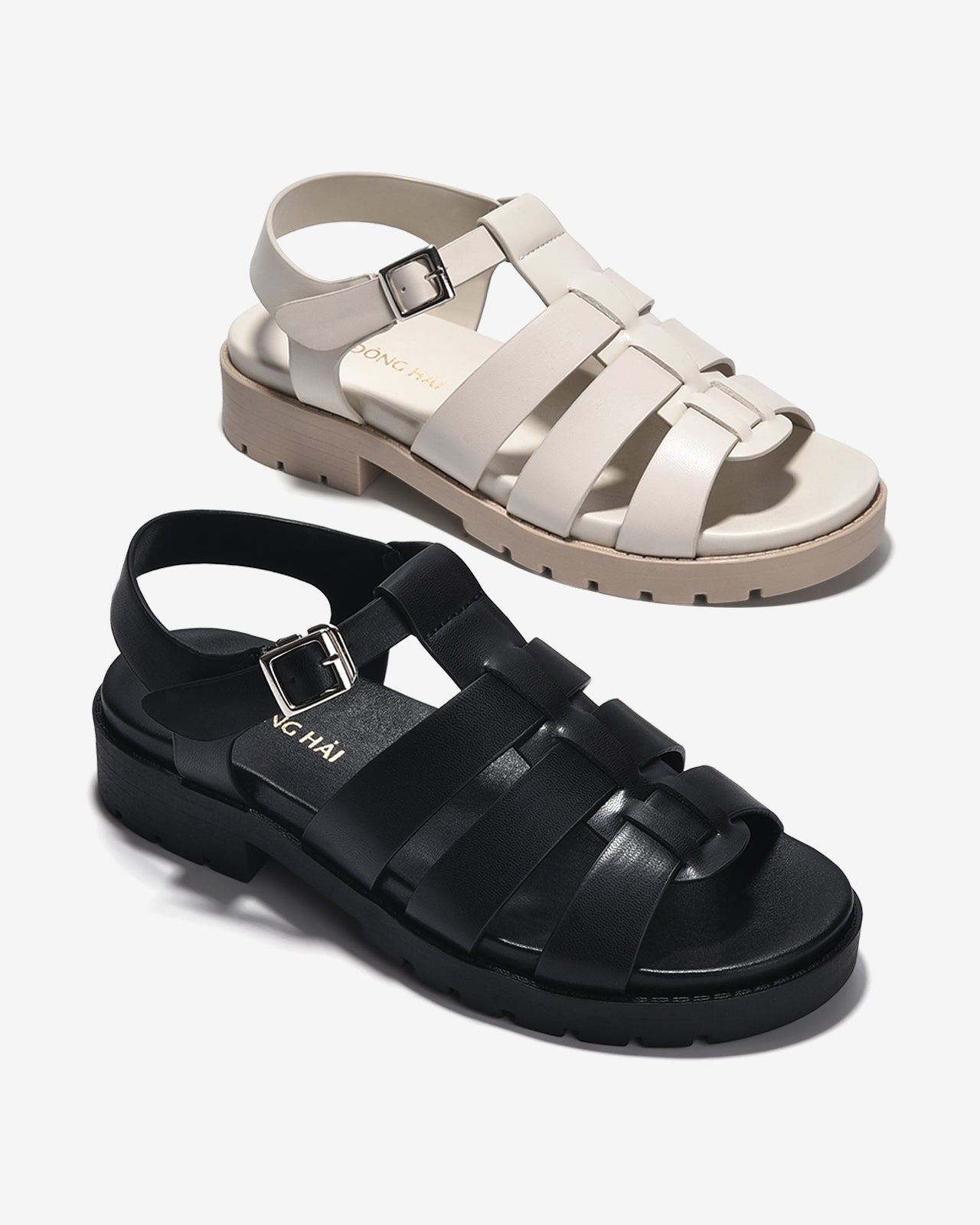 Giày Sandal Đông Hải Quai Song Song Cách Điệu-S32F9Đen Color1