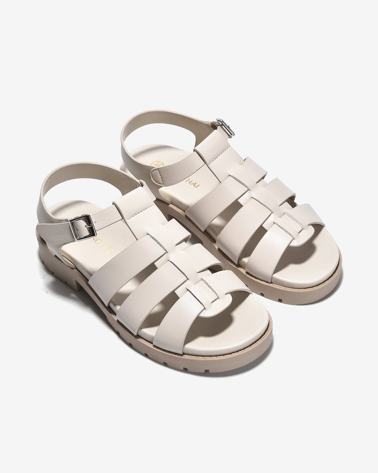 Giày Sandal Đông Hải Quai Song Song Cách Điệu-S32F9Kem Color1