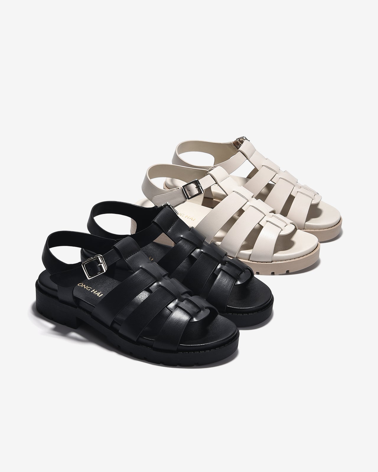 Giày Sandal Đông Hải Quai Song Song Cách Điệu-S32F9Kem Color1