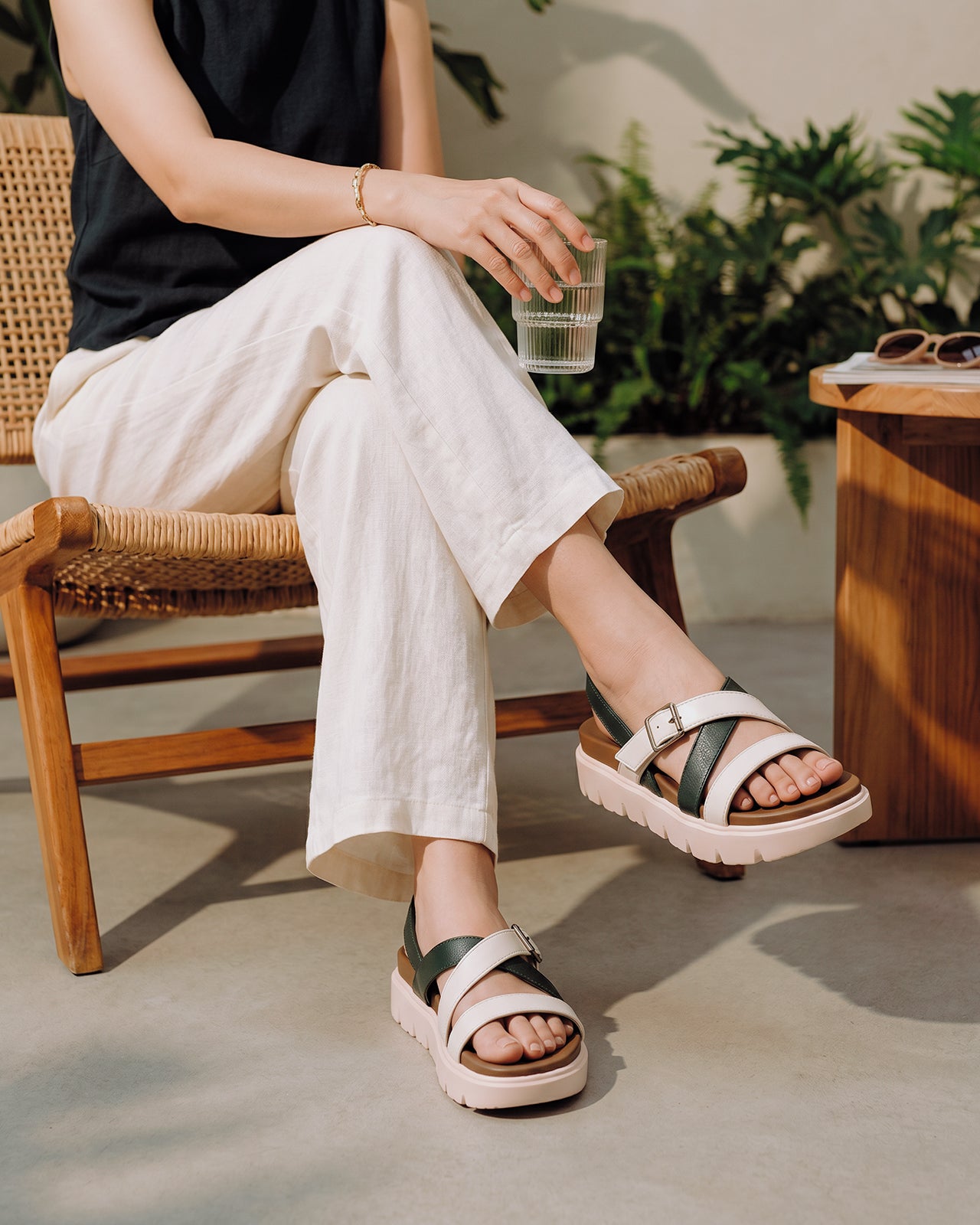 Giày Sandal Nữ Đông Hải Quai Phối Màu-S32J2Xanh Lá Color1
