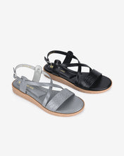 Giày Sandals Nữ Đông Hải Quai Ngang Da Dập Vân-S7428Xám Color1