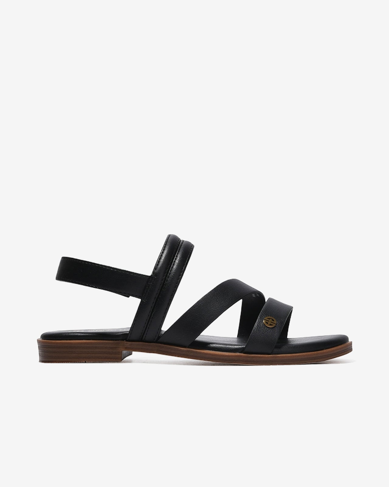 Giày Sandal Nữ Đông Hải Quai Bảng Vừa Đính Logo-S7733-Đen Color1First