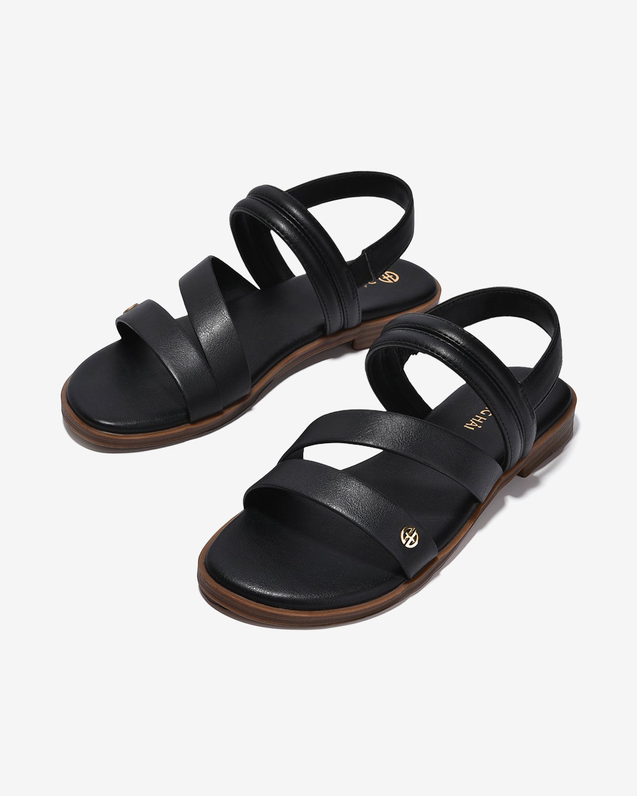 Giày Sandal Nữ Đông Hải Quai Bảng Vừa Đính Logo-S7733-Đen Color1