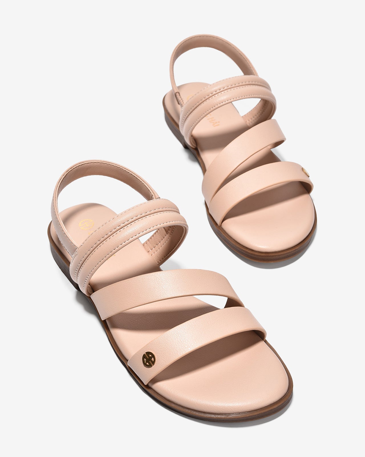 Giày Sandal Nữ Đông Hải Quai Bảng Vừa Đính Logo-S7733-Kem Color1