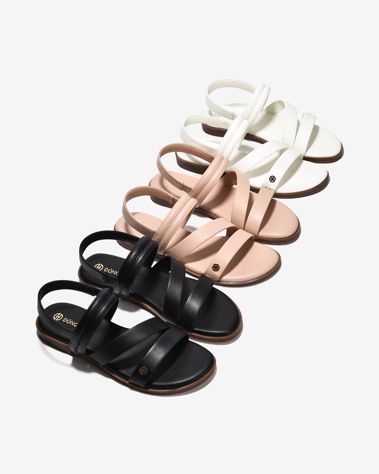 Giày Sandal Nữ Đông Hải Quai Bảng Vừa Đính Logo-S7733-Kem Color1