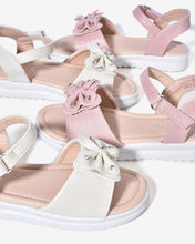 Giày Sandals Trẻ Em Quai Ngang Đính Nơ-SCS02-Hồng Color1