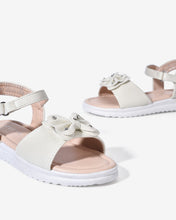 Giày Sandals Trẻ Em Quai Ngang Đính Nơ-SCS02-Kem Color1