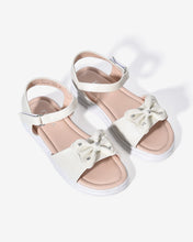 Giày Sandals Trẻ Em Quai Ngang Đính Nơ-SCS02-Kem Color1