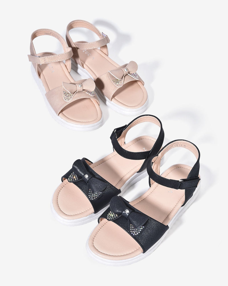 Giày Sandal Trẻ Em Zucia Nơ Đính Hạt-SCS03-Kem Color1