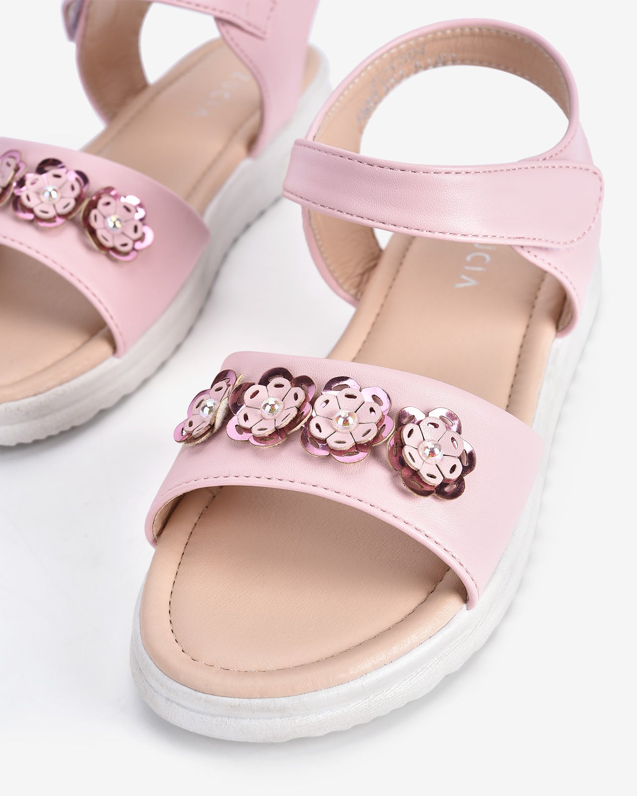 Giày Sandals Trẻ Em Đính Hoa Ngọc-SCS04-Hồng Color2