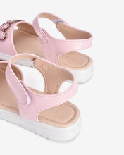 Giày Sandals Trẻ Em Đính Hoa Ngọc-SCS04-Hồng Color1